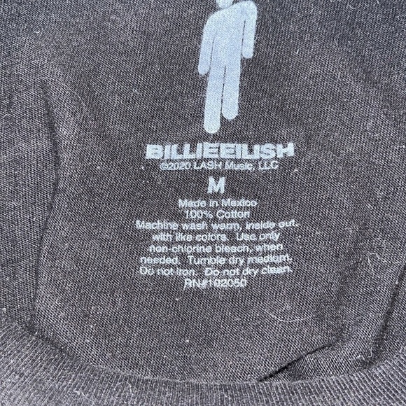 Billie Eilish Red & Green BILLIE Sz Medium Black T-Shirt Lash Music - Picture 4 of 4